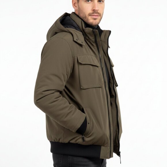 🔥 LIKE NEW! Men Winter Bomber Jacket- Insulated Coat, Olive Green (M)- NO FLAWS - Picture 5 of 9